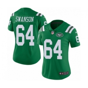 Women's Nike New York Jets #64 Travis Swanson Limited Green Rush Vapor Untouchable NFL Jersey