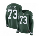 Women's Nike New York Jets #73 Joe Klecko Limited Green Therma Long Sleeve NFL Jersey