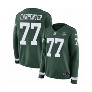 Women's Nike New York Jets #77 James Carpenter Limited Green Therma Long Sleeve NFL Jersey