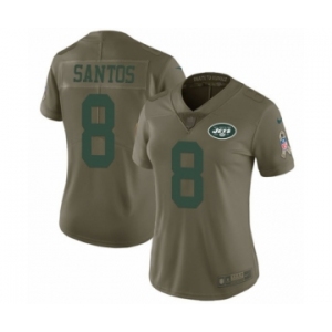 Women's Nike New York Jets #8 Cairo Santos Limited Olive 2017 Salute to Service NFL Jersey