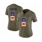 Women's Nike New York Jets #8 Cairo Santos Limited Olive USA Flag 2017 Salute to Service NFL Jersey