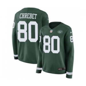 Women's Nike New York Jets #80 Wayne Chrebet Limited Green Therma Long Sleeve NFL Jersey