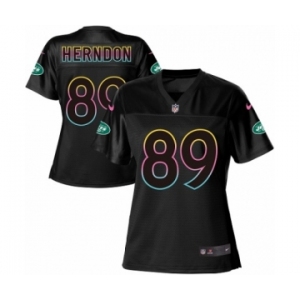 Women's Nike New York Jets #89 Chris Herndon Game Black Fashion NFL Jersey