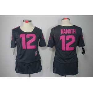 nike women nfl jerseys new york jets #12 namath dk.grey[breast cancer awareness]