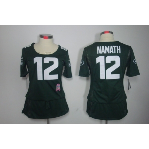 nike women nfl jerseys new york jets #12 namath green[breast cancer awareness]