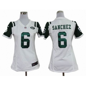 nike women nfl jerseys new york jets #6 sanchez white[nike]