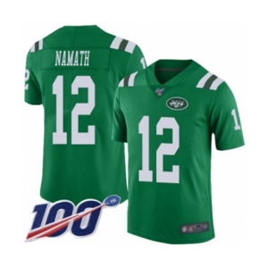 Youth New York Jets #12 Joe Namath Limited Green Rush Vapor Untouchable 100th Season Football Jersey