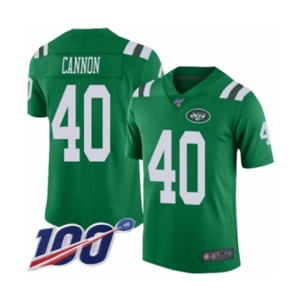 Youth New York Jets #40 Trenton Cannon Limited Green Rush Vapor Untouchable 100th Season Football Jersey