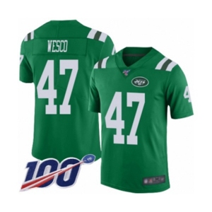 Youth New York Jets #47 Trevon Wesco Limited Green Rush Vapor Untouchable 100th Season Football Jersey