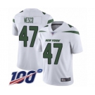Youth New York Jets #47 Trevon Wesco White Vapor Untouchable Limited Player 100th Season Football Jersey