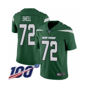 Youth New York Jets #72 Brandon Shell Green Team Color Vapor Untouchable Limited Player 100th Season Football Jersey