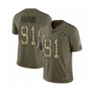 Youth New York Jets #91 Bronson Kaufusi Limited Olive Camo 2017 Salute to Service Football Jersey