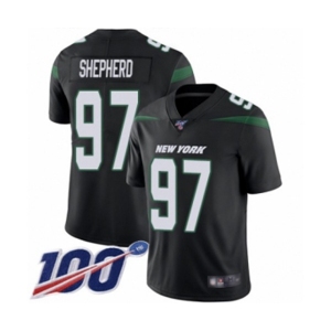 Youth New York Jets #97 Nathan Shepherd Black Alternate Vapor Untouchable Limited Player 100th Season Football Jersey