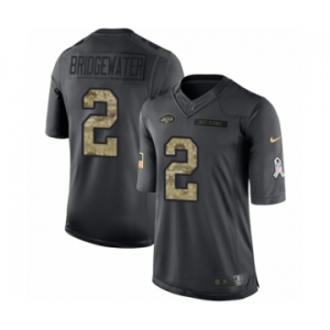 Youth Nike New York Jets #2 Teddy Bridgewater Limited Black 2016 Salute to Service NFL Jersey
