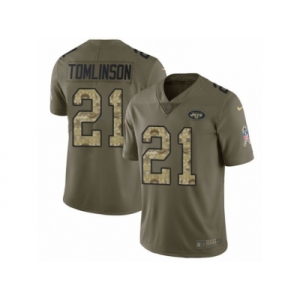 Youth Nike New York Jets #21 LaDainian Tomlinson Limited Olive Camo 2017 Salute to Service NFL Jersey