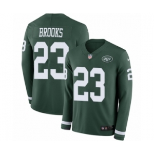 Youth Nike New York Jets #23 Terrence Brooks Limited Green Therma Long Sleeve NFL Jersey
