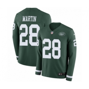 Youth Nike New York Jets #28 Curtis Martin Limited Green Therma Long Sleeve NFL Jersey