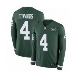 Youth Nike New York Jets #4 Lac Edwards Limited Green Therma Long Sleeve NFL Jersey