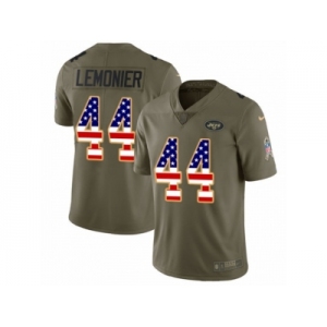 Youth Nike New York Jets #44 Corey Lemonier Limited Olive USA Flag 2017 Salute to Service NFL Jersey
