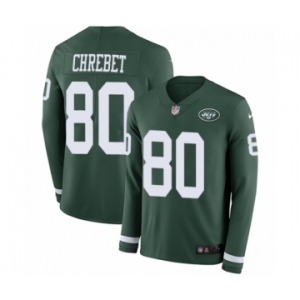 Youth Nike New York Jets #80 Wayne Chrebet Limited Green Therma Long Sleeve NFL Jersey