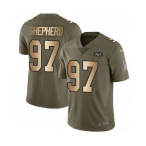 Youth Nike New York Jets #97 Nathan Shepherd Limited Olive Gold 2017 Salute to Service NFL Jersey