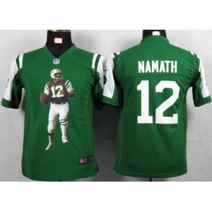 nike youth nfl jerseys new york jets #12 namath green[portrait fashion]