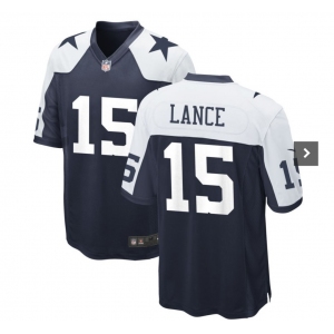 Men's Dallas Cowboys #15 Lance Game Navy Blue Throwback Alternate Football Jersey
