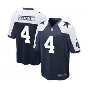 Men's Nike Dallas Cowboys #4 Dak Prescott Game Navy Blue Throwback Alternate NFL Jersey