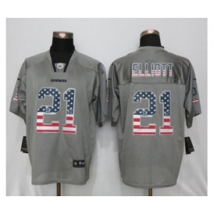 Men New Nike Dallas cowboys #21 Ezekiel Elliott USA Flag Fashion Gray Elite Jerseys