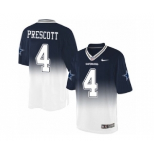 Men Nike Dallas Cowboys #4 Dak Prescott Navy Blue White Men's Stitched NFL Elite Fadeaway Fashion Jersey