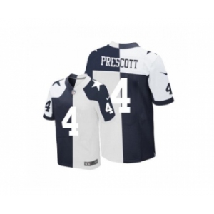 Men Nike Dallas Cowboys #4 Dak Prescott Navy Blue White Men's Stitched NFL Elite Split Jersey