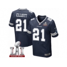 Men's Nike Dallas Cowboys #21 Ezekiel Elliott Elite Navy Blue Team Color Super Bowl LI NFL Jersey