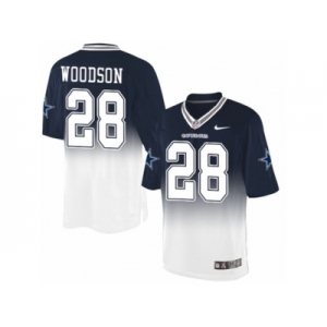 Men's Nike Dallas Cowboys #28 Darren Woodson Elite Navy White Fadeaway NFL Jersey