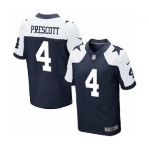Men's Nike Dallas Cowboys #4 Dak Prescott Elite Navy Blue Throwback Alternate NFL Jersey