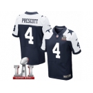 Men's Nike Dallas Cowboys #4 Dak Prescott Elite Navy Blue Throwback Alternate Super Bowl LI NFL Jersey