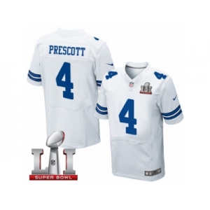 Men's Nike Dallas Cowboys #4 Dak Prescott Elite White Super Bowl LI NFL Jersey