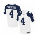 Men's Nike Dallas Cowboys #4 Dak Prescott Elite White Throwback Alternate NFL Jersey