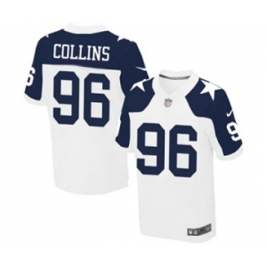 Men's Nike Dallas Cowboys #96 Maliek Collins Elite White Throwback Alternate NFL Jersey