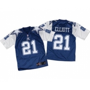 Nike Dallas Cowboys #21 Ezekiel Elliott Navy Blue -White Throwback Men's Stitched NFL Elite Jersey[Elliott]