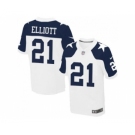 Nike Dallas Cowboys #21 Ezekiel Elliott White Thanksgiving Men's Stitched NFL Throwback Elite Jersey[Elliott]