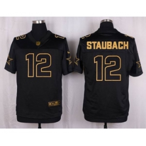 nike nfl jerseys dallas cowboys #12 staubach black gold collection[Elite]