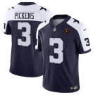 Men Dallas Cowboys #3 George pickens Navy 2023 F U S E With John Madden Patch Thanksgiving Vapor Limited Stitched Football Jersey