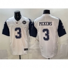 Men Dallas Cowboys #3 George pickens White F U S E 94 Marshawn Kneeland Memorial Patch Thanksgiving Vapor Limited Stitched Football Jersey