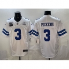 Men Dallas Cowboys #3 George pickens White F U S E With 5x Super Bowl Champions 26 Established In 1960 Patch Vapor Limited Stitched Football Jersey