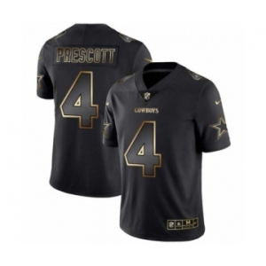 Men Dallas Cowboys #4 Dak Prescott Black Golden Edition 2019 Vapor Untouchable Limited Jersey
