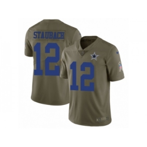 Men Nike Dallas Cowboys #12 Roger Staubach Limited Olive 2017 Salute to Service NFL Jersey