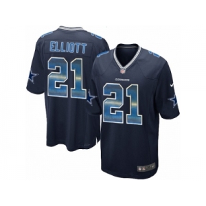 Men Nike Dallas Cowboys #21 Ezekiel Elliott Limited Navy Blue Strobe NFL Jersey