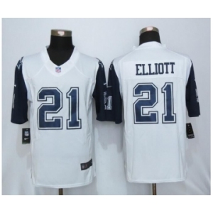 Men Nike Dallas Cowboys #21 Ezekiel Elliott White Stitched NFL Rush Jersey[Limited]