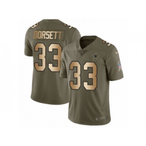 Men Nike Dallas Cowboys #33 Tony Dorsett Limited Olive Gold 2017 Salute to Service NFL Jersey