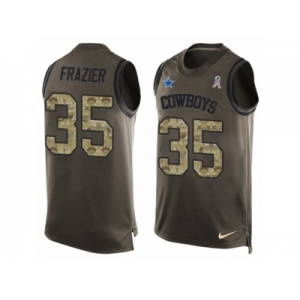 Men Nike Dallas Cowboys #35 Kavon Frazier Limited Green Salute to Service Tank Top NFL Jersey